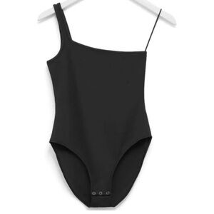 NWT French Connection Black One-Shoulder Bodysuit